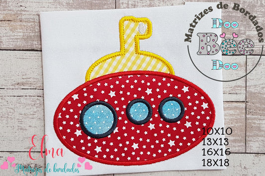 Matriz de Bordado Submarino Infantil com Janelas Redondas – Aplique