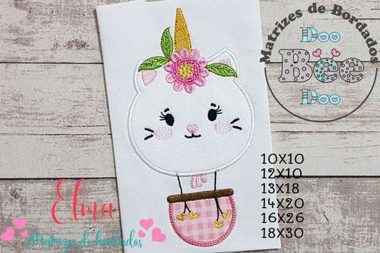 Matriz de Bordado Unicórnio Fofo no Balão – Aplique