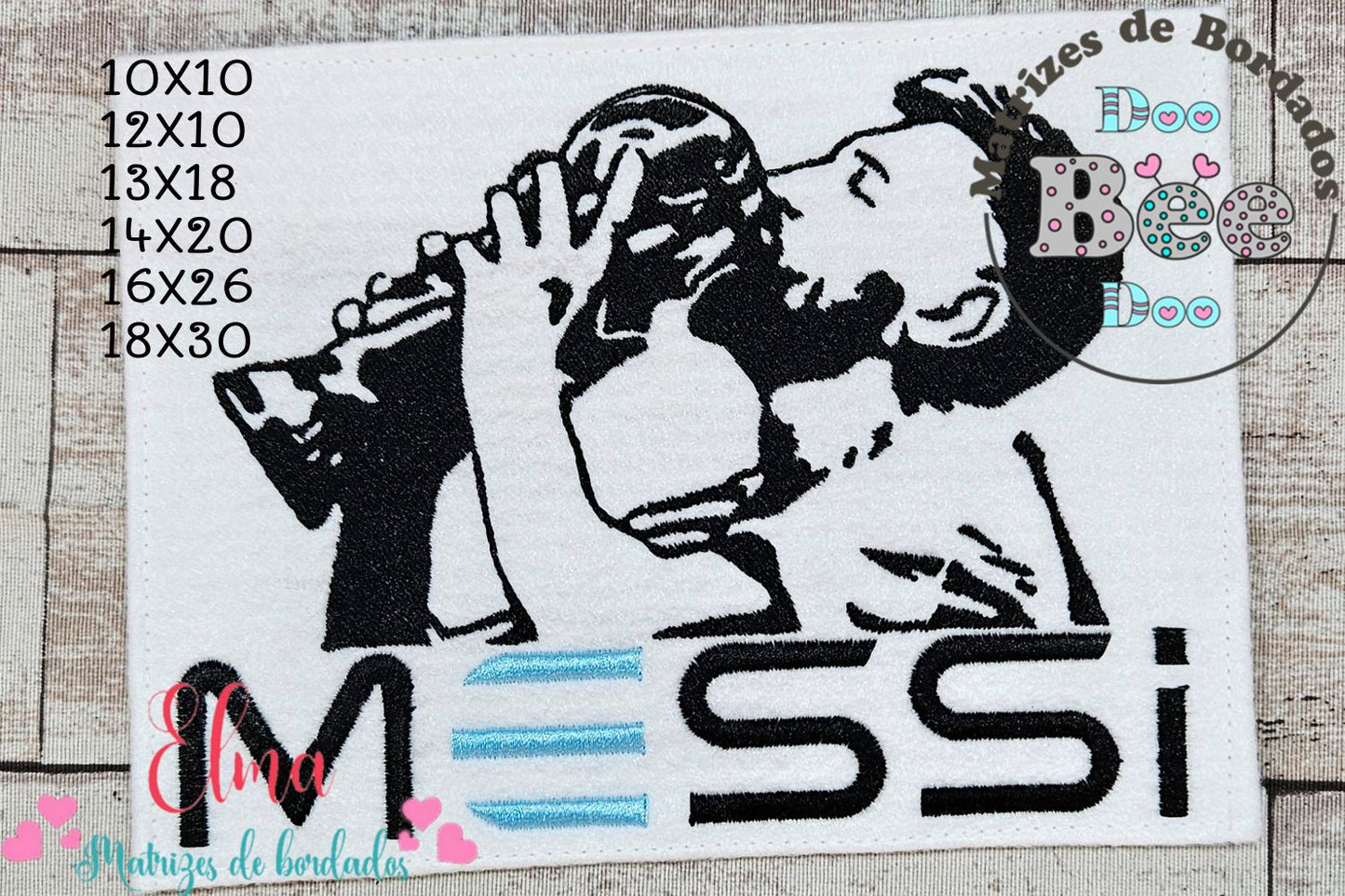 Matriz de Bordado Messi Campeão – Ponto Cheio