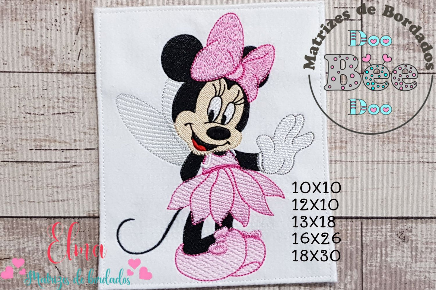 Matriz de Bordado Minnie Fada com Vestido de Pétalas – Rippled