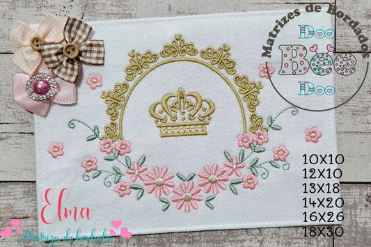 Matriz de Bordado Moldura Coroa Floral – Ponto Cheio