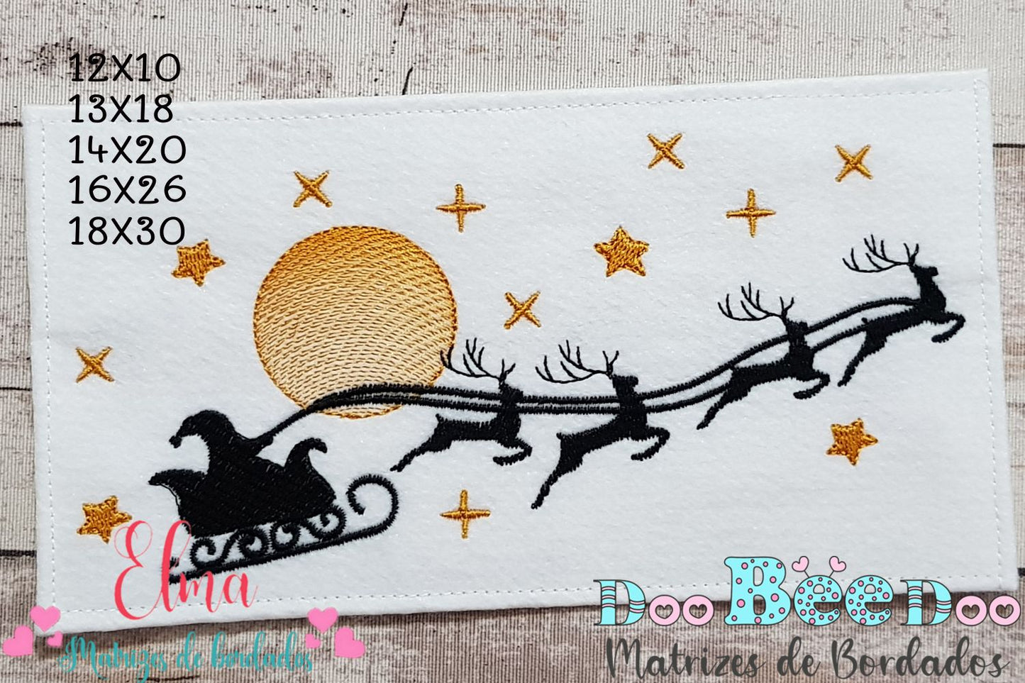 Matriz de Bordado Trenó do Papai Noel - Ponto Cheio