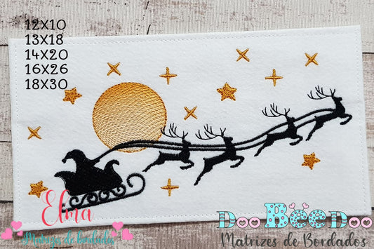 Matriz de Bordado Trenó do Papai Noel - Ponto Cheio
