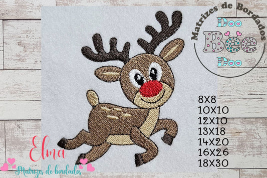 Matriz de Bordado Rena Natalina Fofa – Ponto Cheio