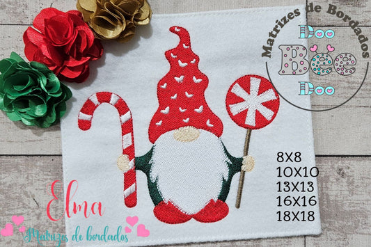 Matriz de Bordado Duendezinho Doce Natal - Ponto Cheio
