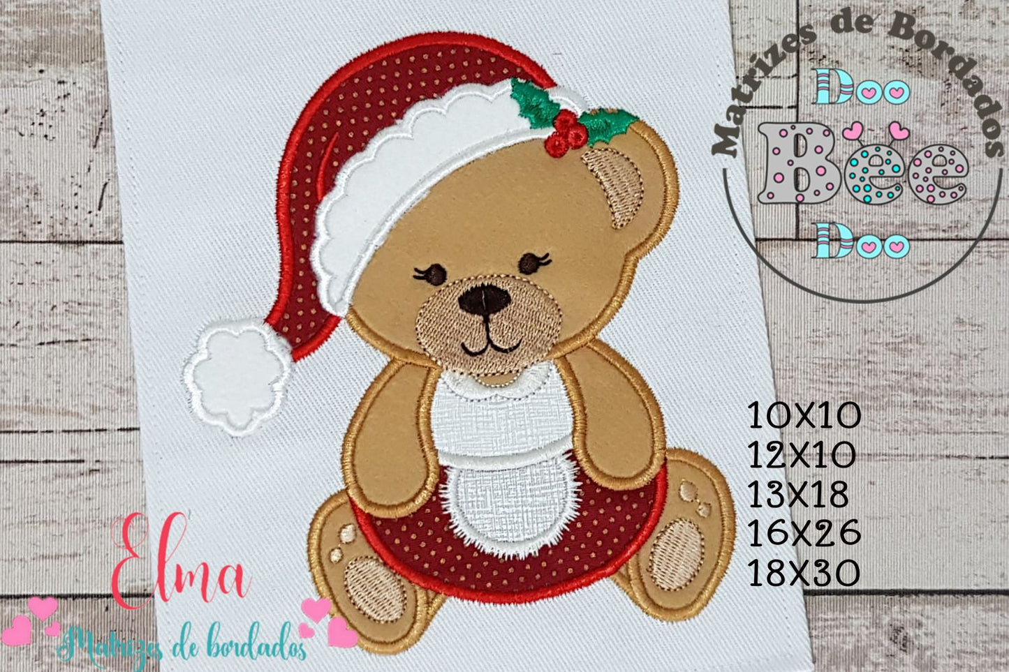 Matriz de Bordado Ursinho Natal – Aplique