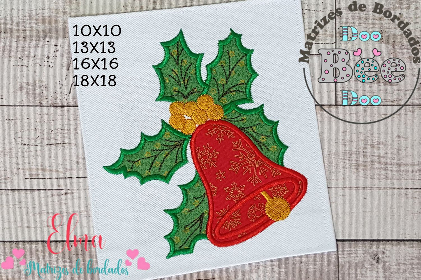 Matriz de Bordado Sino de Natal - Aplique