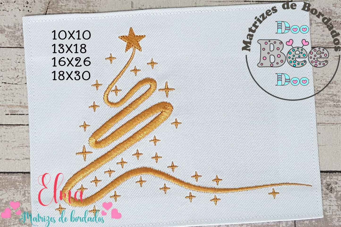 Matriz de Bordado Árvore de Natal Ondulada - Ponto Satim