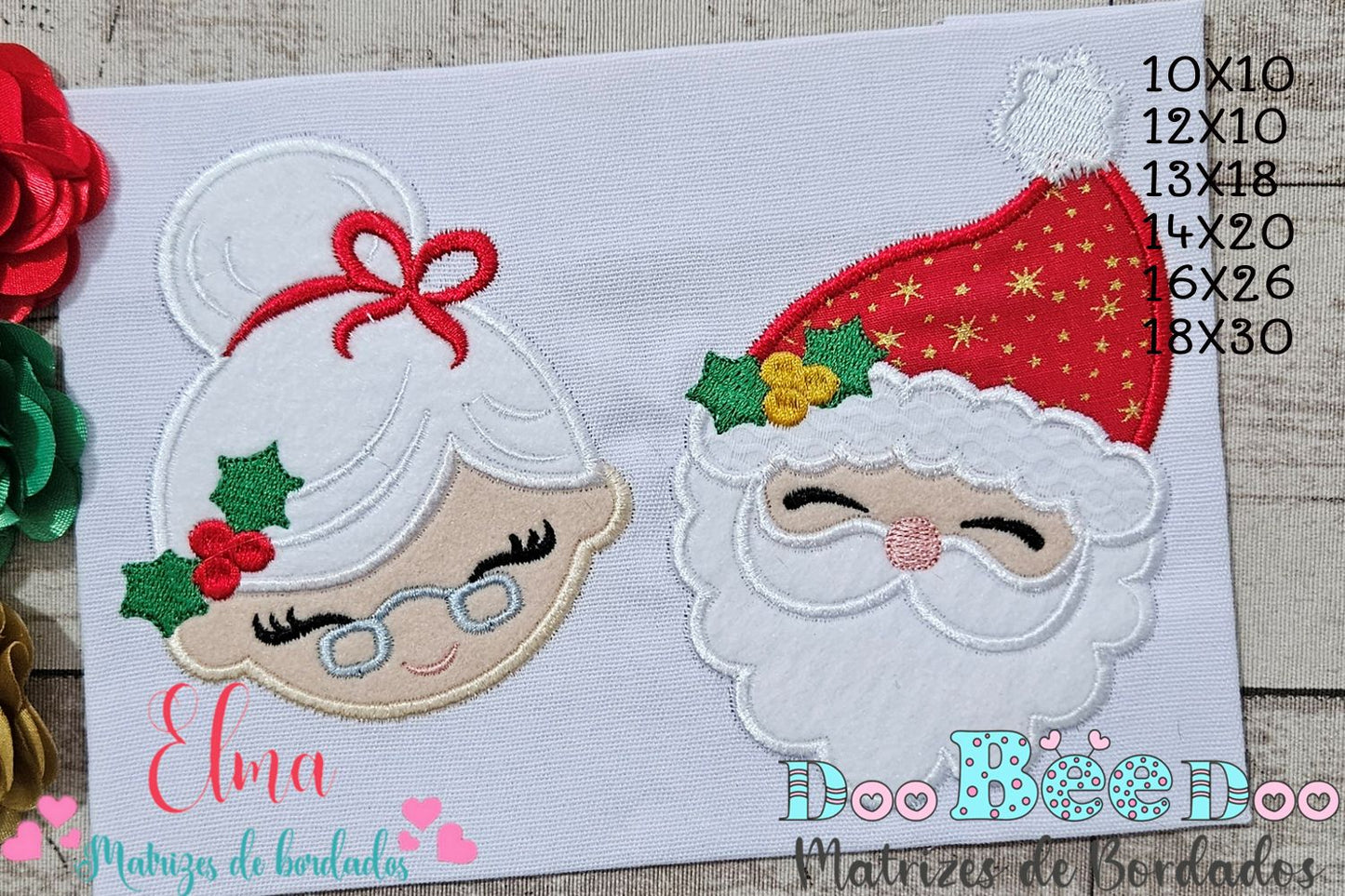 Matriz de Bordado Papai Noel e Mamãe Noel – Aplique