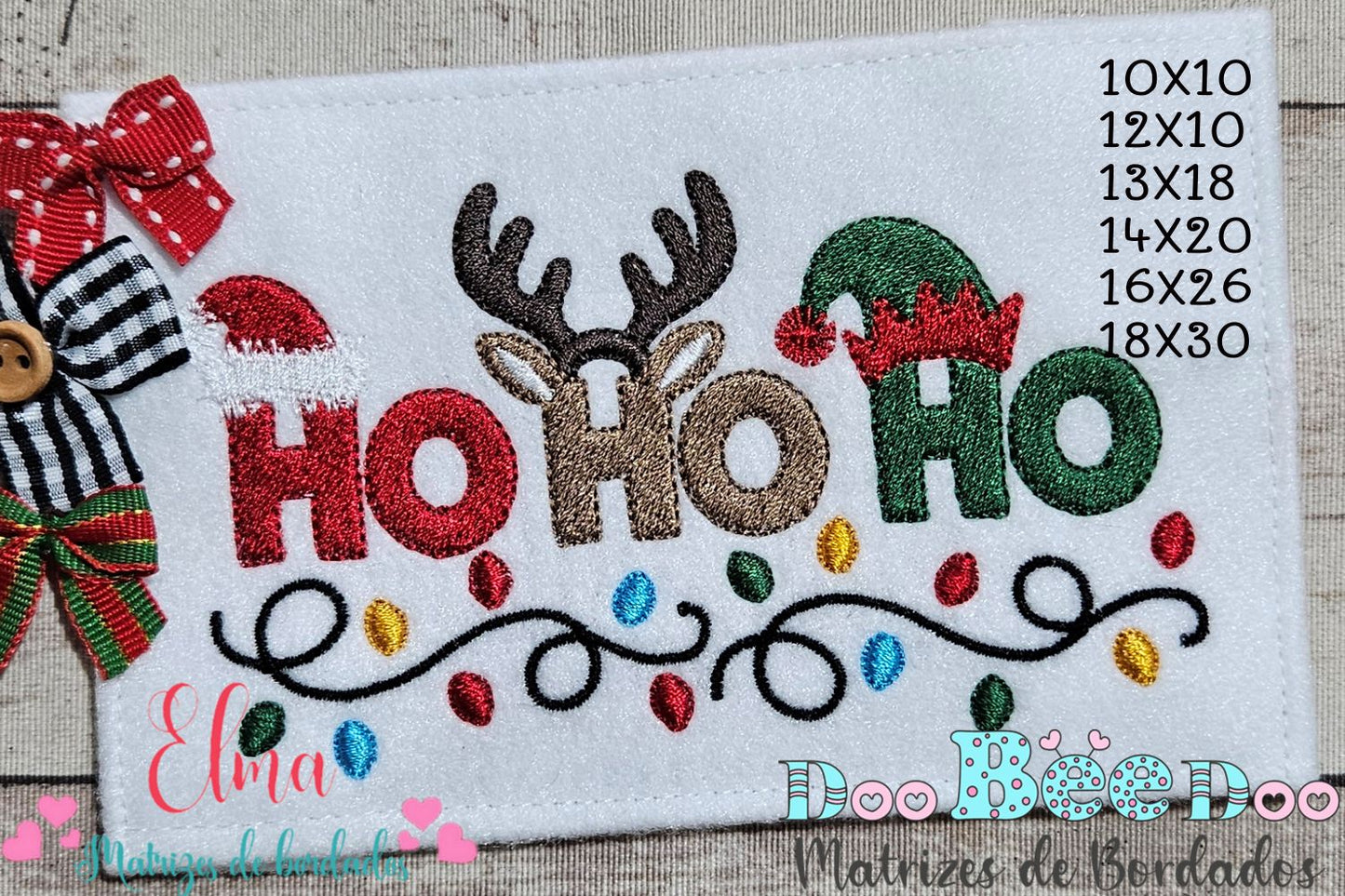 Matriz de Bordado Ho Ho Ho Divertido de Natal – Ponto Cheio