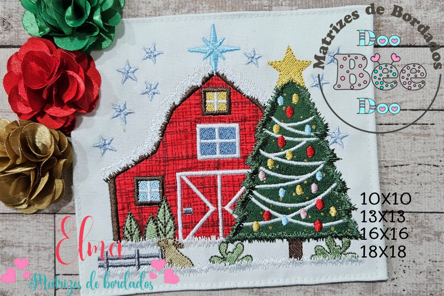 Matriz de Bordado Celeiro Mágico de Natal - Aplique