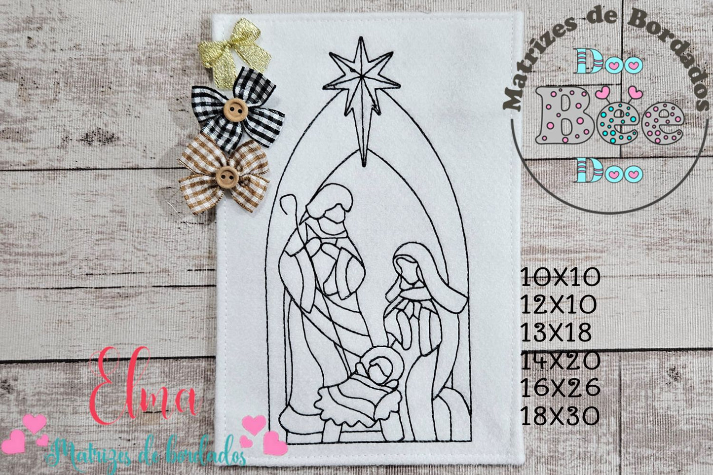Matriz de Bordado Presépio da Luz Divina - Ponto Redwork