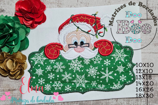Matriz de Bordado Papai Noel com Plaquinha – Aplique