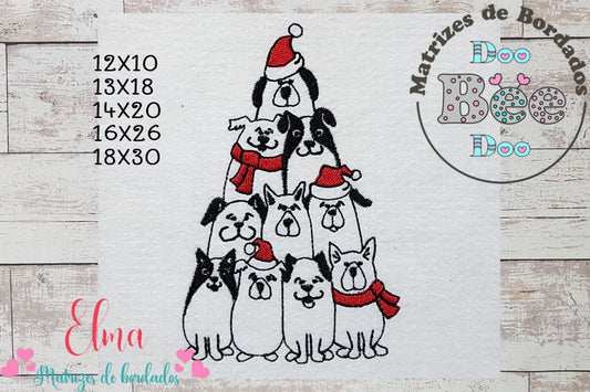 Matriz de Bordado Natal dos Cachorrinhos – Redwork
