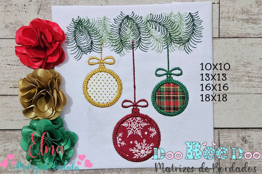 Matriz de Bordado Bolas de Natal - Aplique