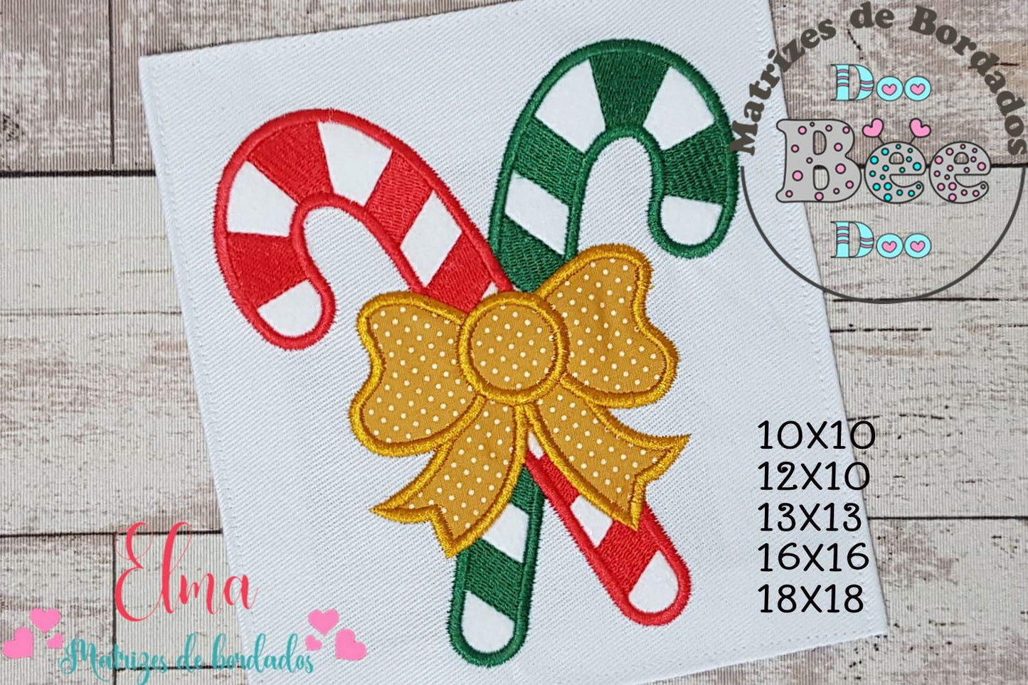 Matriz de Bordado Bengalas de Natal com Laço – Aplique