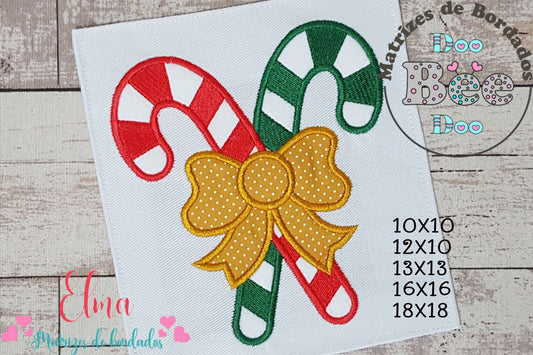 Matriz de Bordado Bengalas de Natal com Laço – Aplique