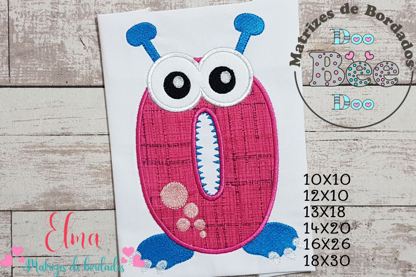 Matriz de Bordado Número 0 Monstrinho Divertido – Aplique