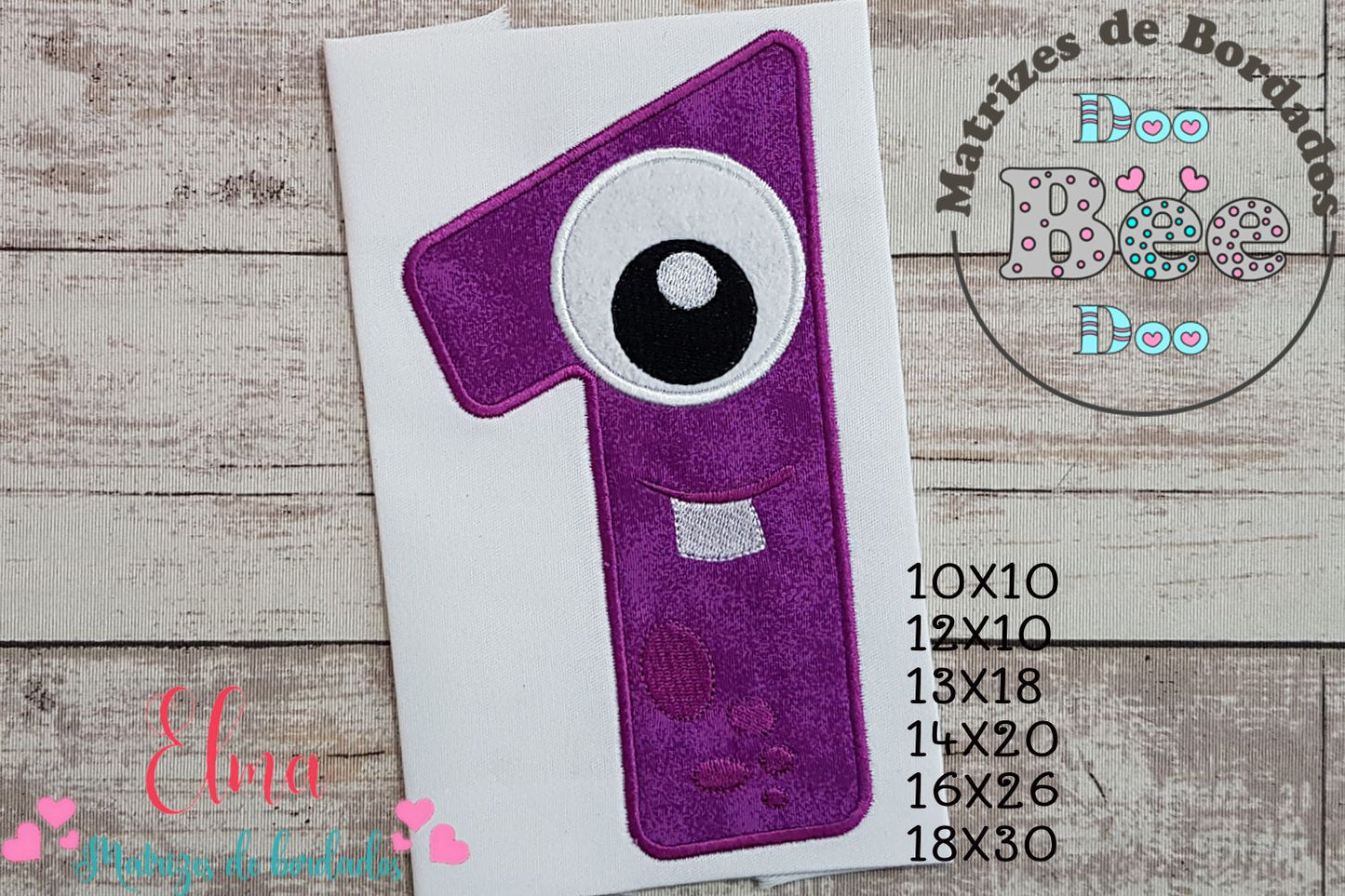 Matriz de Bordado Monstrinho Número Um Divertido – Aplique