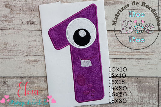 Matriz de Bordado Monstrinho Número Um Divertido – Aplique