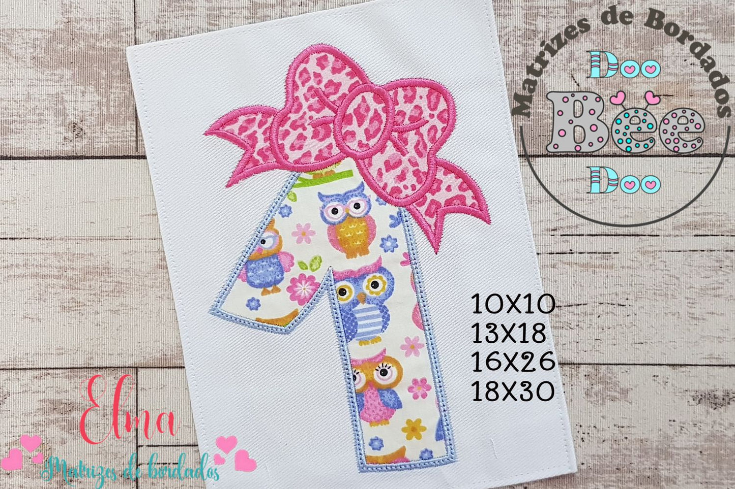 Matriz de Bordado Número 1 com Laço – Aplique