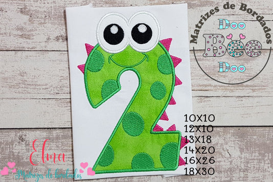 Matriz de Bordado Número 2 Monstrinho Divertido – Aplique