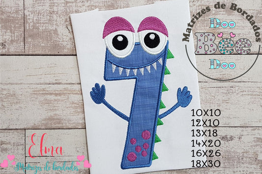 Matriz de Bordado Monstrinho Número 7 Alegre – Aplique