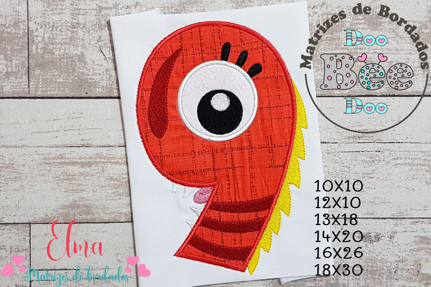 Matriz de Bordado Monstrinho Número 9 Divertido – Aplique