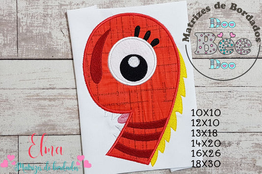 Matriz de Bordado Monstrinho Número 9 Divertido – Aplique