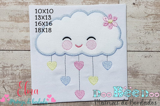 Matriz de Bordado Nuvem Fofa com Corações – Aplique
