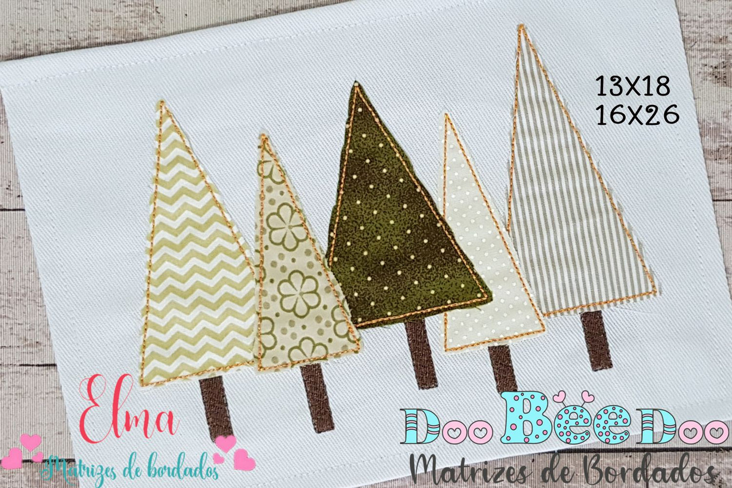 Matriz de Bordado Árvores Geométricas Outono Chic – Aplique Raggy