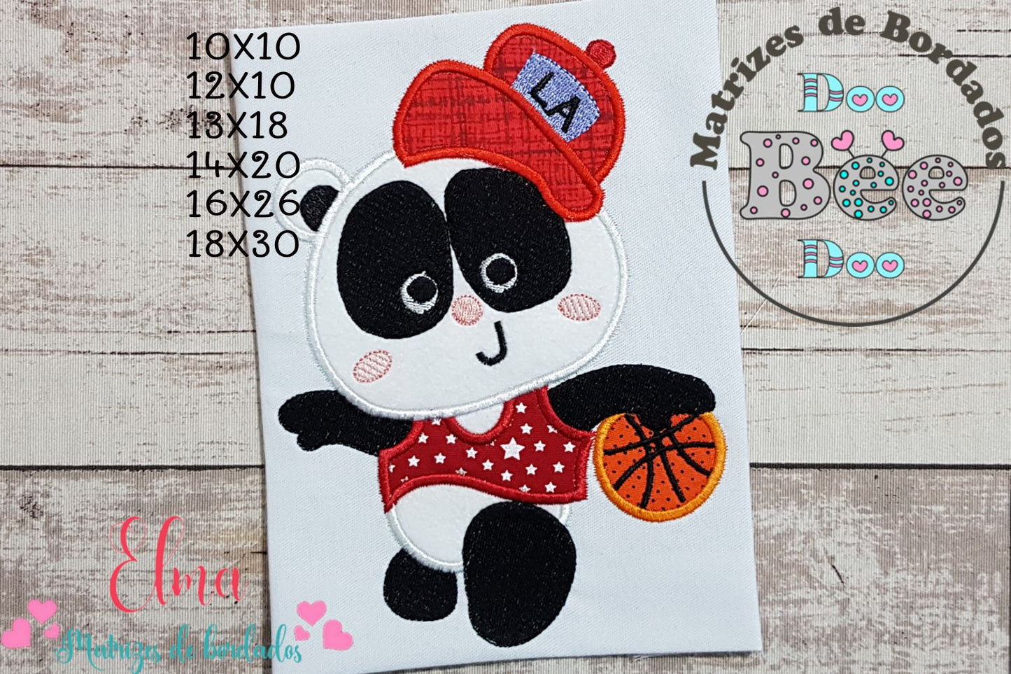 Matriz de Bordado Panda Jogador de Basquete – Aplique