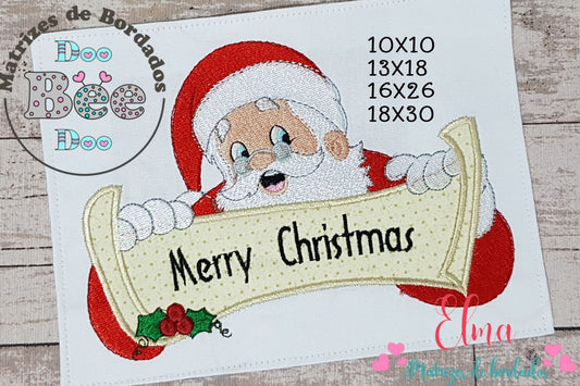 Matriz de Bordado Papai Noel Merry Christmas – Aplique