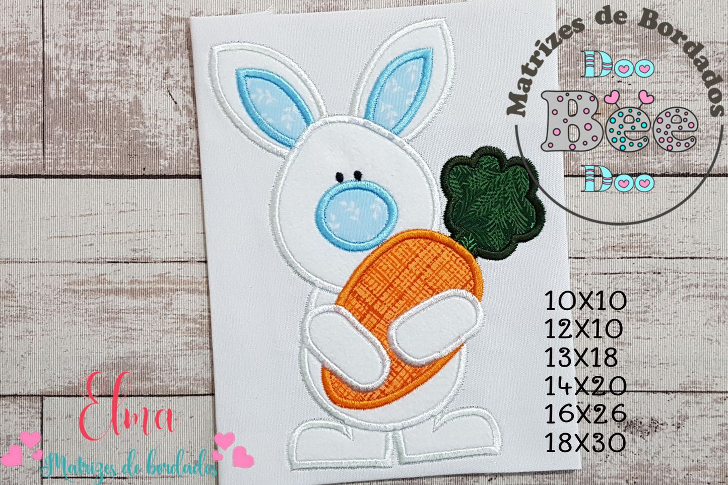 Matriz de Bordado Coelhinho da Páscoa com Cenoura – Aplique