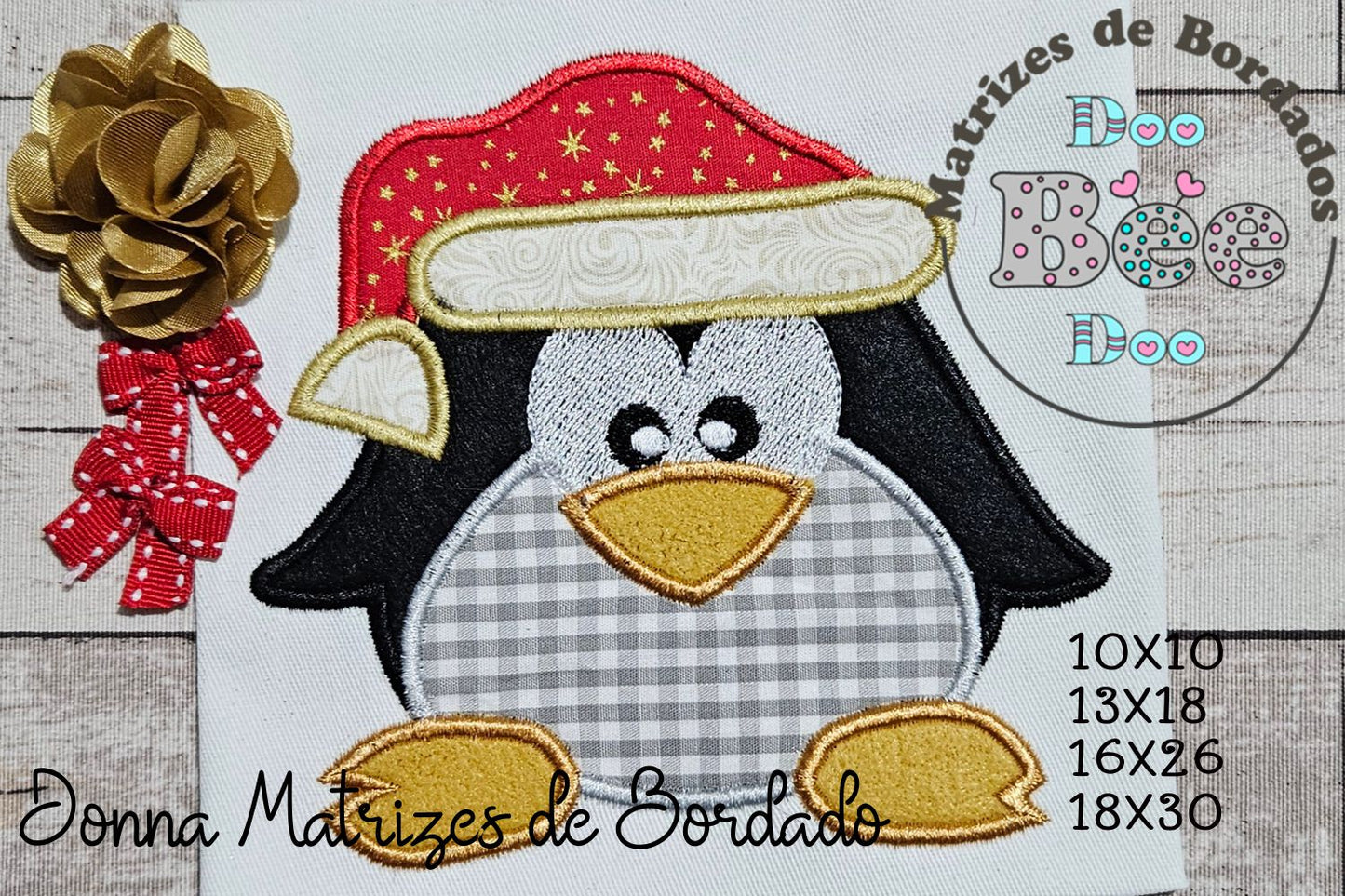 Matriz de Bordado Pinguim de Natal Encantador – Aplique