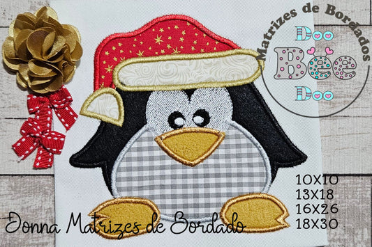 Matriz de Bordado Pinguim de Natal Encantador – Aplique