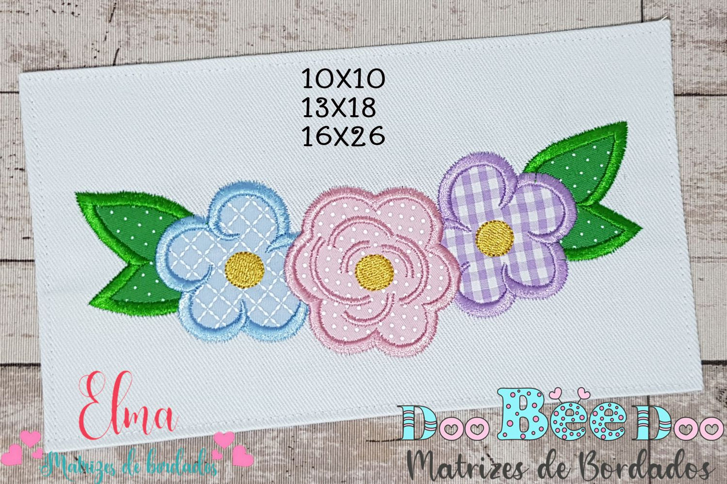 Matriz de Bordado Flores em Composição Romântica – Aplique