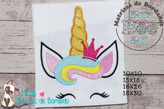 Matriz de Bordado Unicórnio Princesa Colorido – Ponto Cheio