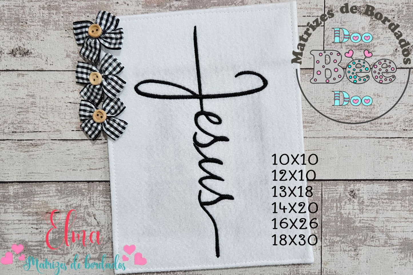 Matriz de Bordado Fé em Jesus com Design Minimalista – Ponto Satin