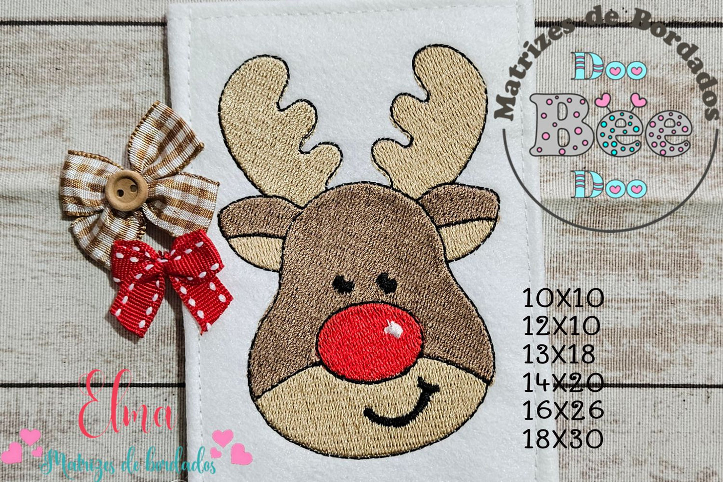 Matriz de Bordado Rena Fofa de Natal – Ponto Cheio