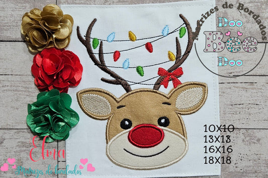 Rena de Natal com Luzinhas – Aplique