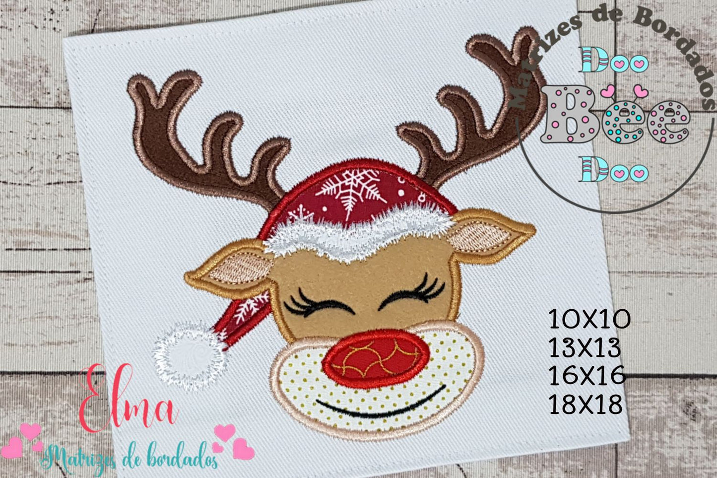 Matriz de Bordado Rena de Natal – Aplique