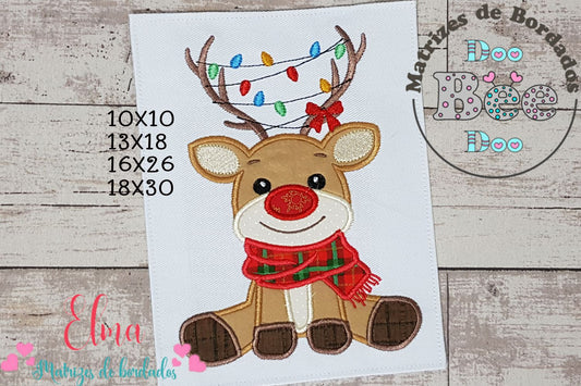 Matriz de Bordado Rena Luzinhas Encantadas – Aplique