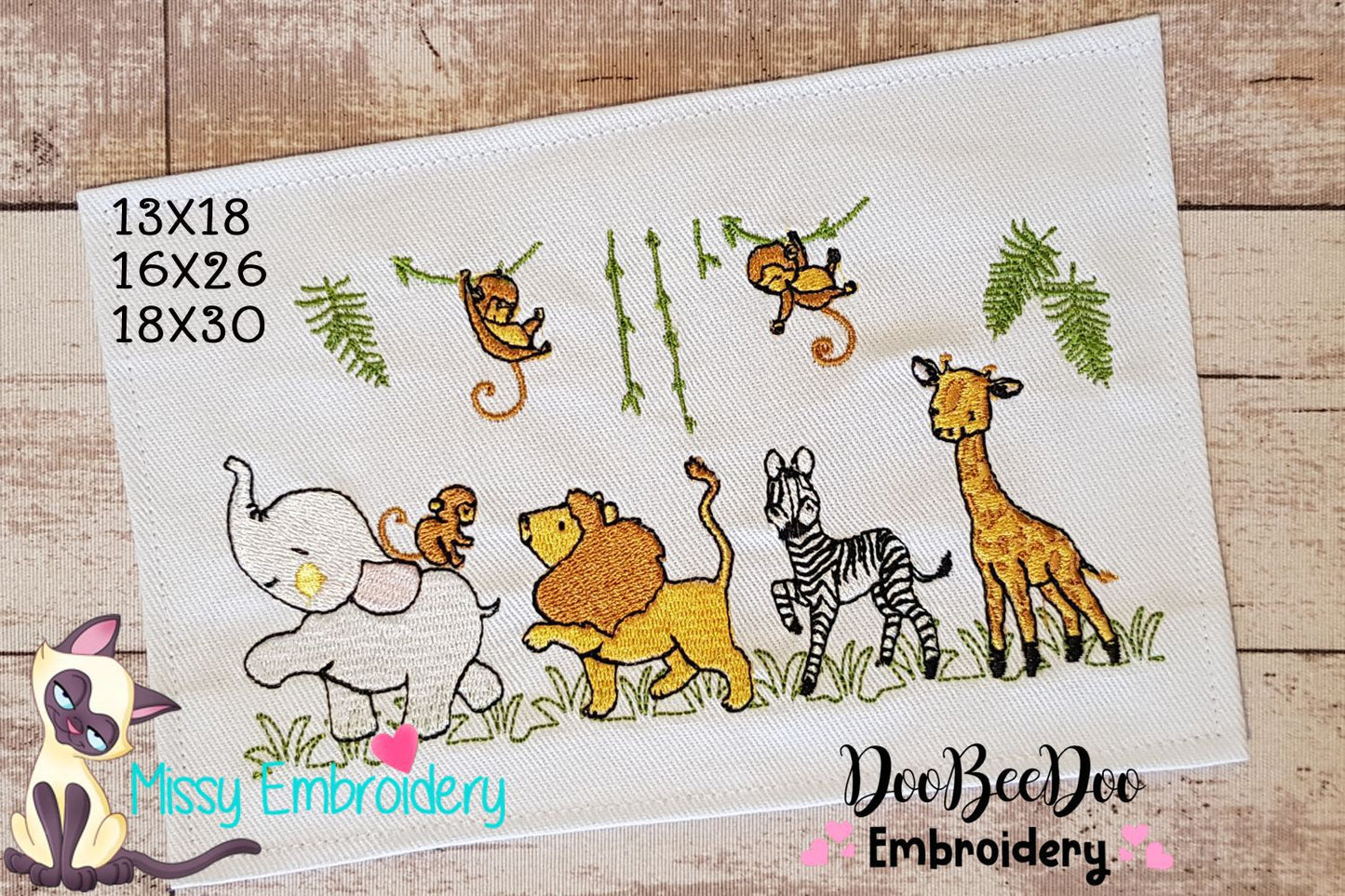 Matriz de Bordado Safari Animais da Selva Ponto Cheio