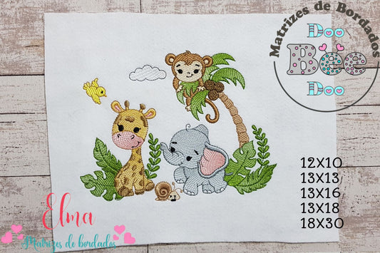 Matriz de Bordado Safari Bebê – Ponto Sketch