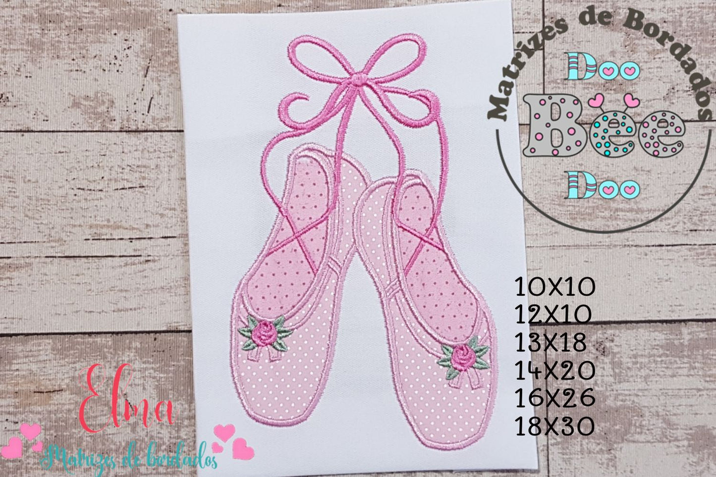 Matriz de Bordado Sapatilhas de Balé Fofinhas – Aplique