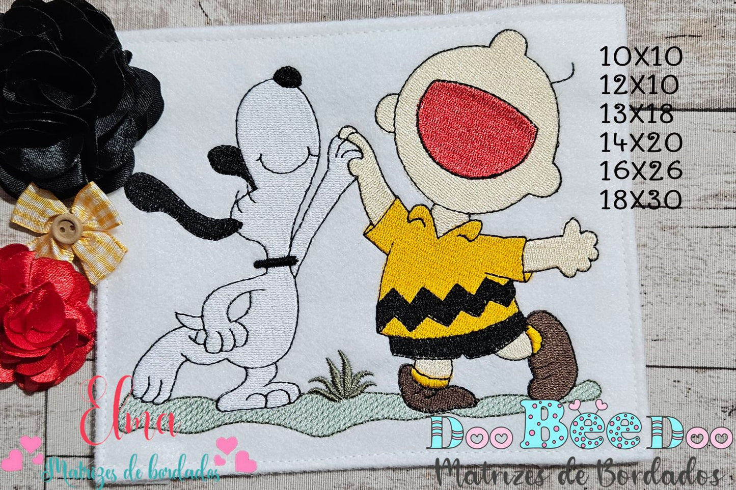 Matriz de Bordado Dupla de Amigos Divertidos Snoopy – Ponto Cheio