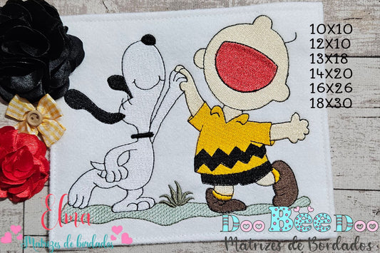 Matriz de Bordado Dupla de Amigos Divertidos Snoopy – Ponto Cheio