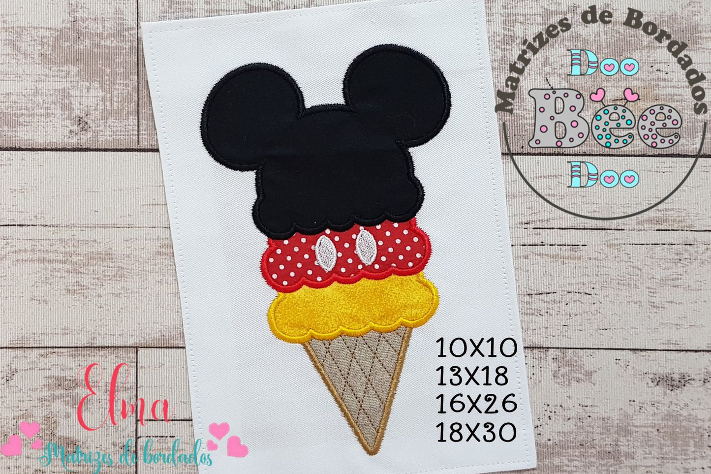 Matriz de Bordado Sorvete do Mickey divertido – Aplique