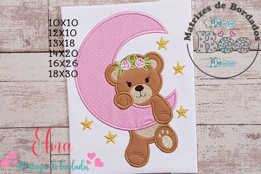 Matriz de Bordado Ursinha Sonhos na Lua – Aplique